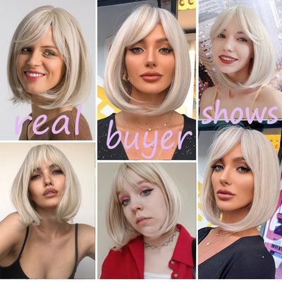 White Blonde Gray Synthetic Wigs