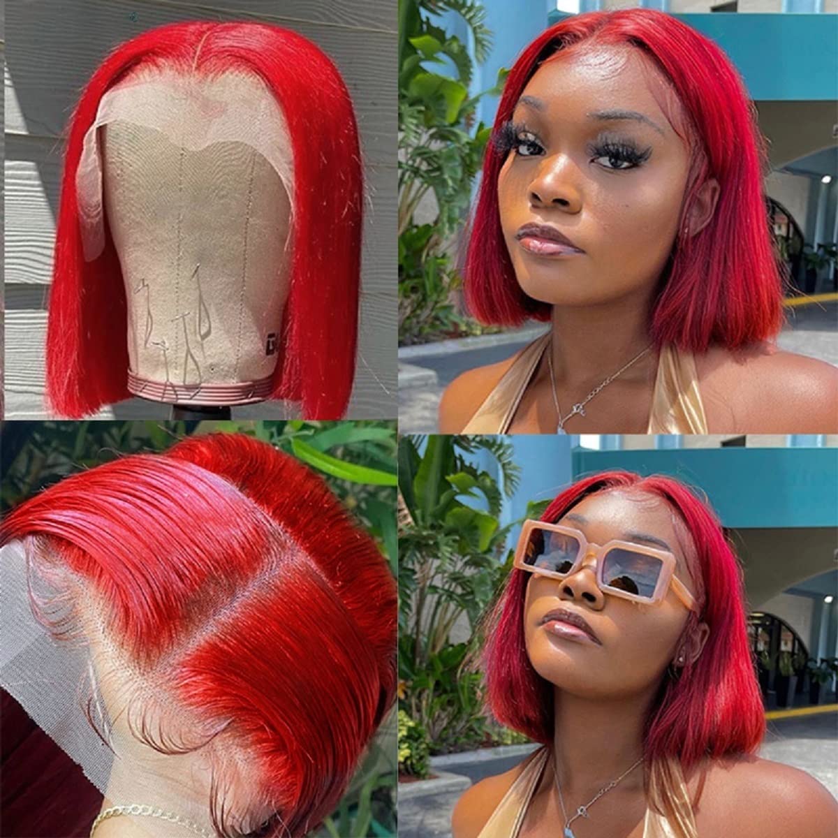 Red Bob Human Hair Wig