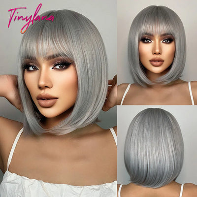 White Blonde Gray Synthetic Wigs