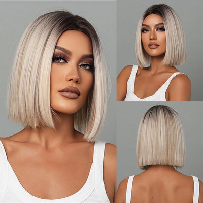 White Blonde Gray Synthetic Wigs