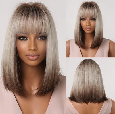 White Blonde Gray Synthetic Wigs