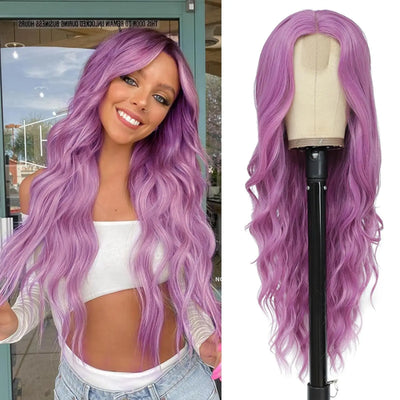 Synthetic Long Lace Ombre Blonde Wavy Wig