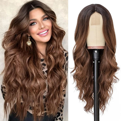 Synthetic Long Lace Ombre Blonde Wavy Wig